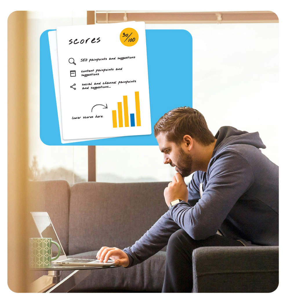 Man reviewing assessment scores for his business Man reviewing assessment scores for his business