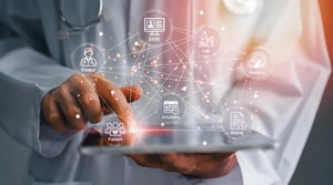 Healthcare system integration architecture connecting clinical and operational systems. 