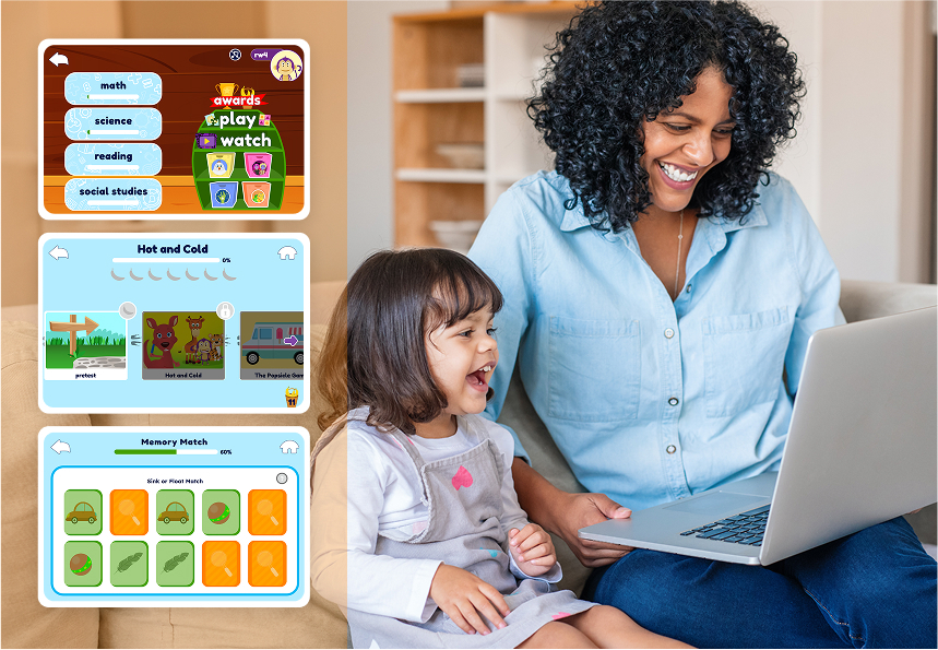 A mother and daughter using the Skwids app. A mother and daughter using the Skwids app.