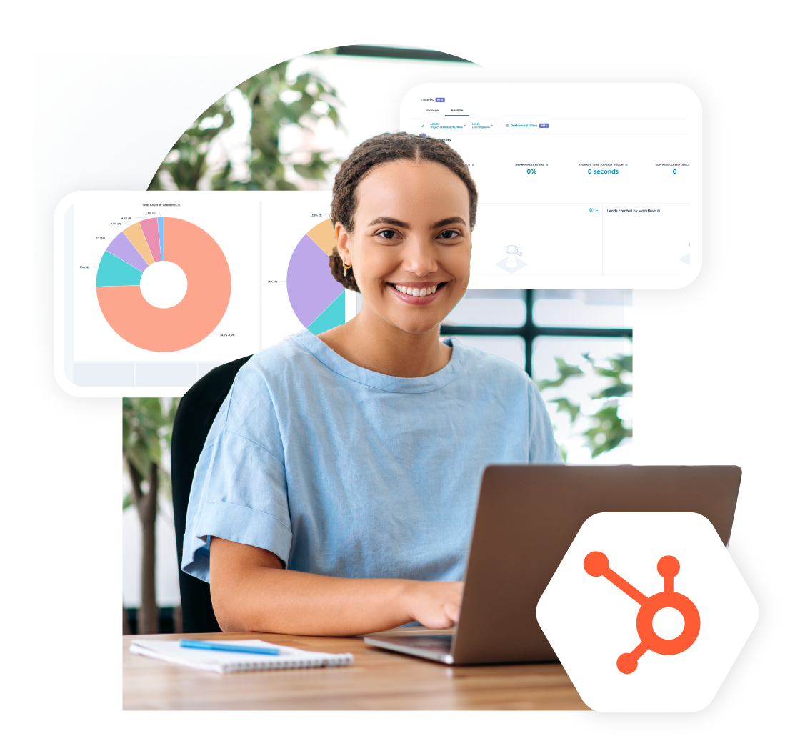 A person using HubSpot to review data. A person using HubSpot to review data.