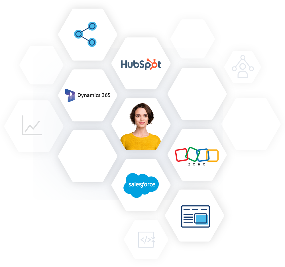 HubSpot, Dynamics 365, Salesforce, Zoho, and more.