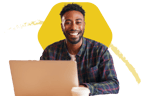 Man using a laptop at work