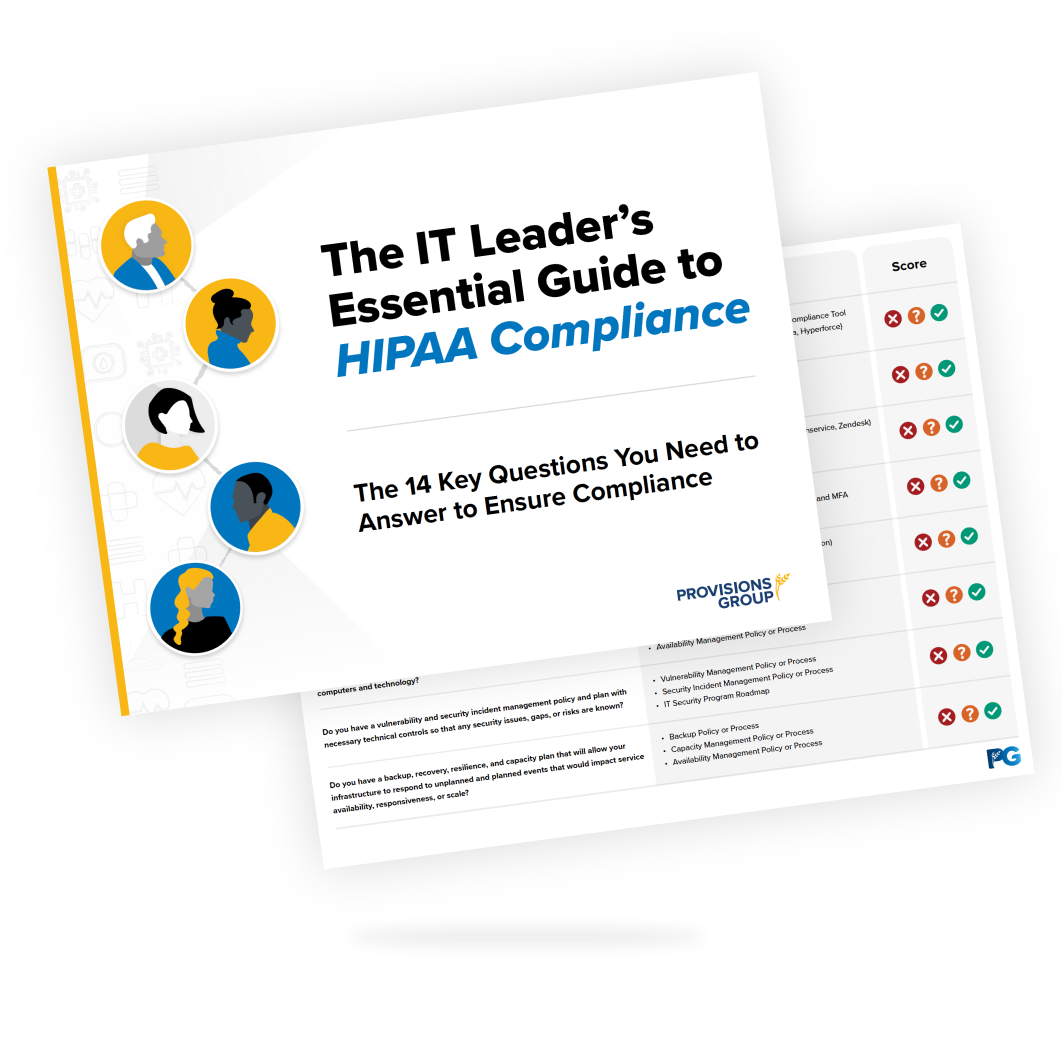 Screenshots of the IT Leader's Essential Guide to HIPAA Compliance are shown in a quiz format with questions and scores. Screenshots of the IT Leader's Essential Guide to HIPAA Compliance are shown in a quiz format with questions and scores.