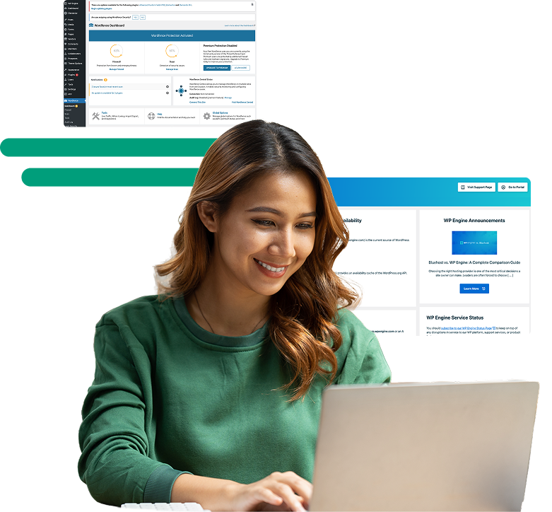 Person using WordPress on a laptop